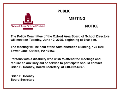 PUBLIC MEETING NOTICE - Policy Committee